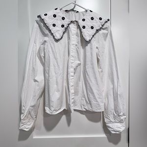 Zara embroidered poplin shirt size small